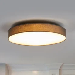 Lámpara LED de techo Saira de Lindby, Ø 50 cm, gris, textil