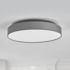 Lámpara LED de techo Saira de Lindby, Ø 50 cm, gris, textil