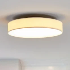 Lámpara LED de techo Saira de Lindby, Ø 40 cm, blanca, textil