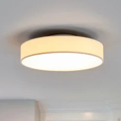 Lámpara LED de techo Saira de Lindby, Ø 30 cm, blanca, textil