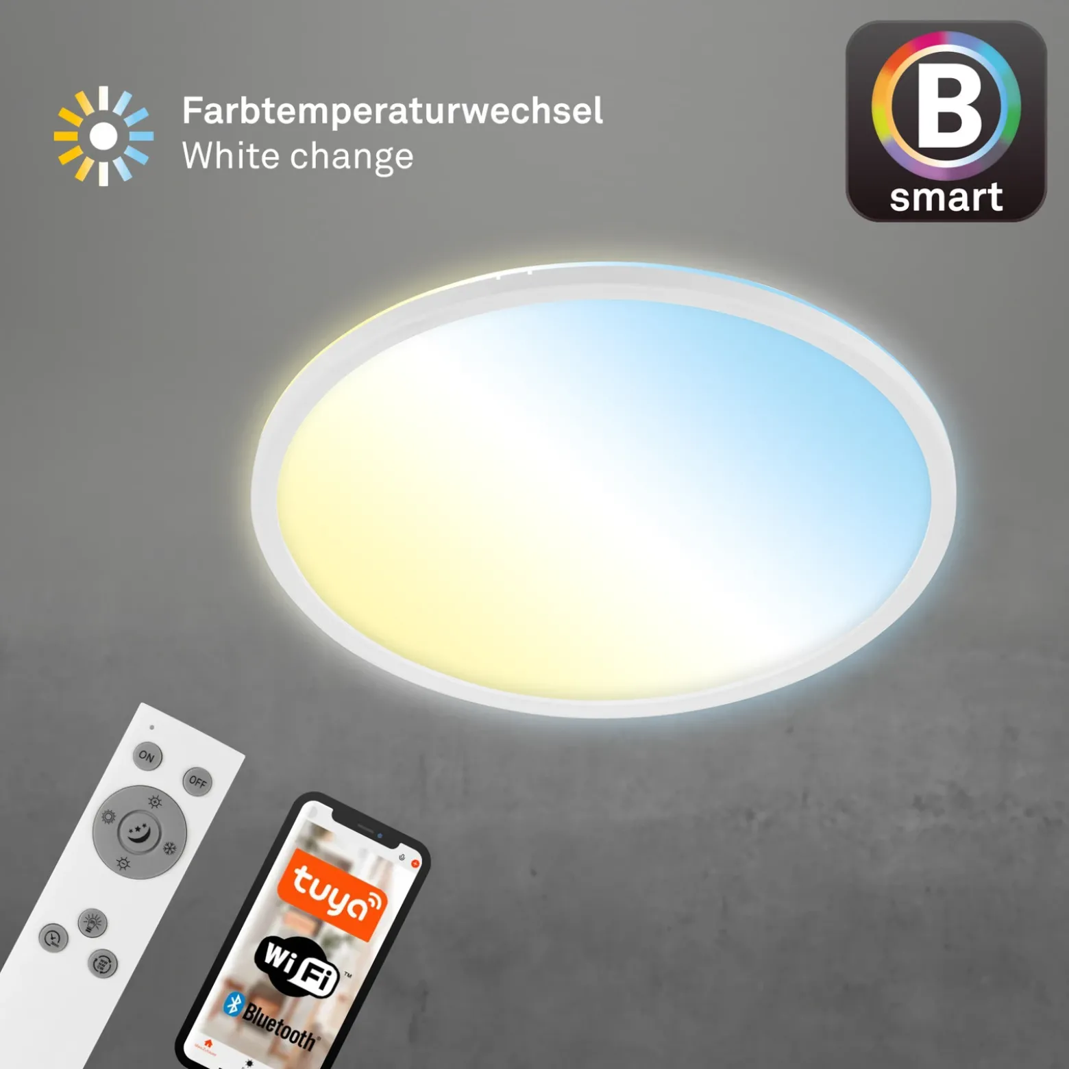 Lámpara LED de techo Slim S atenuable CCT blanco Ø 45 cm