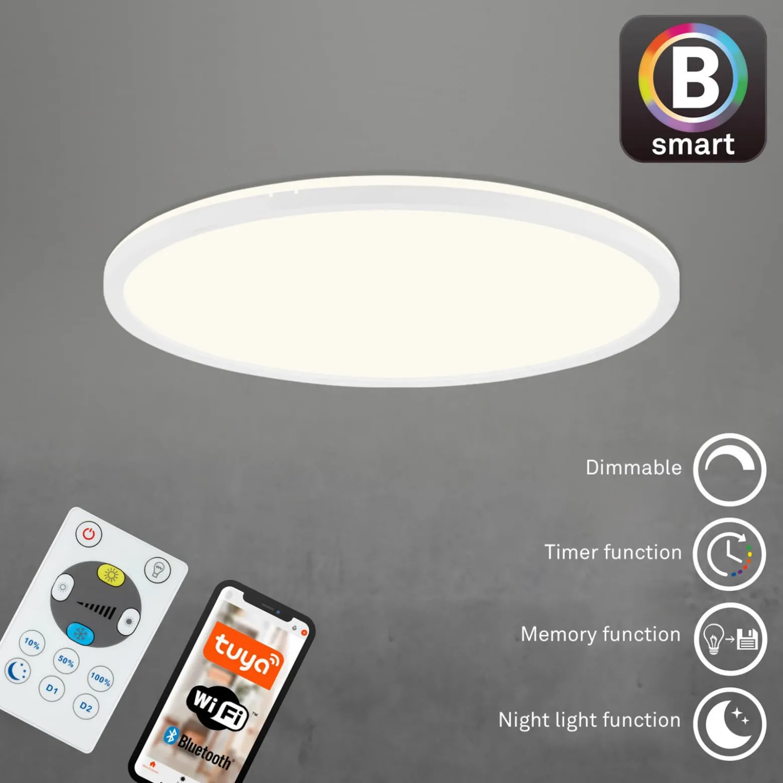 Lámpara LED de techo Slim S atenuable CCT blanco Ø 45 cm