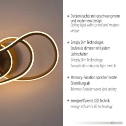 Lámpara LED de techo TWIST, color beige, 90 cm de largo, metal, Switchdim