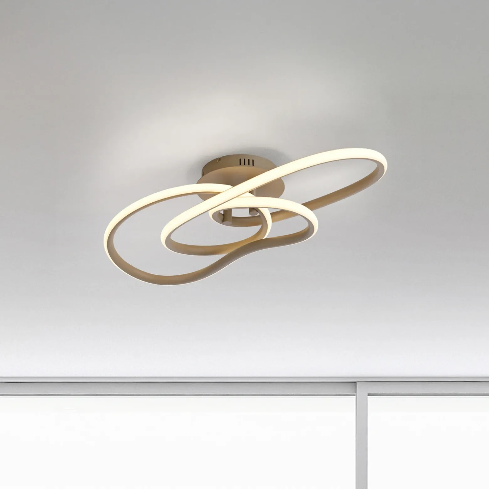Lámpara LED de techo TWIST, color beige, 90 cm de largo, metal, Switchdim