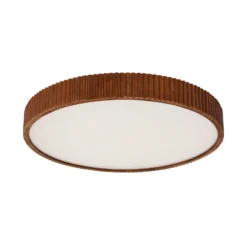 lámpara LED de techo Velua de Lindby, blanco/madera oscura, CCT, Ø 50 cm