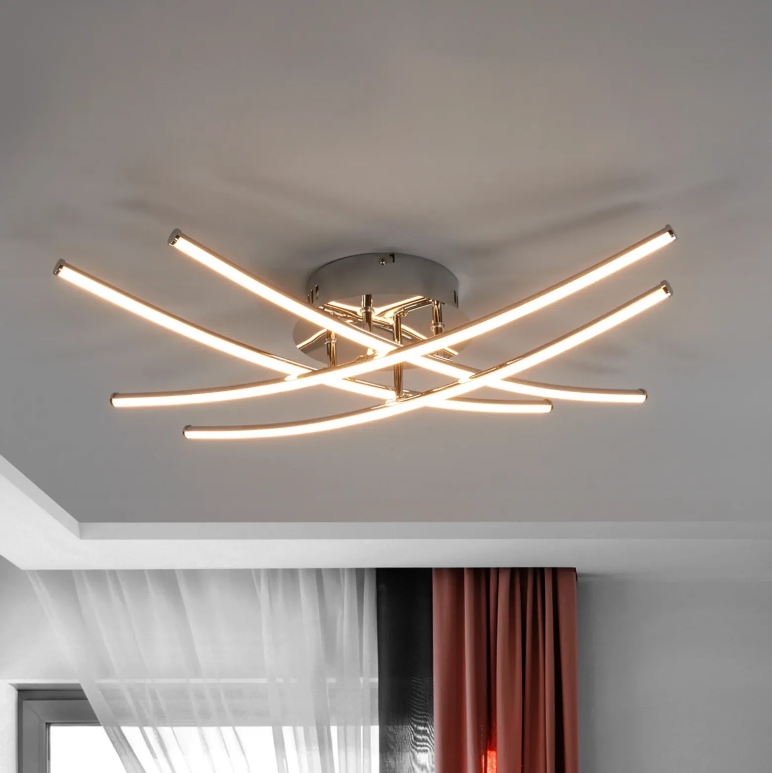 Lámpara LED de techo Yael de Lindby, color cromo, metal, 67 cm de largo