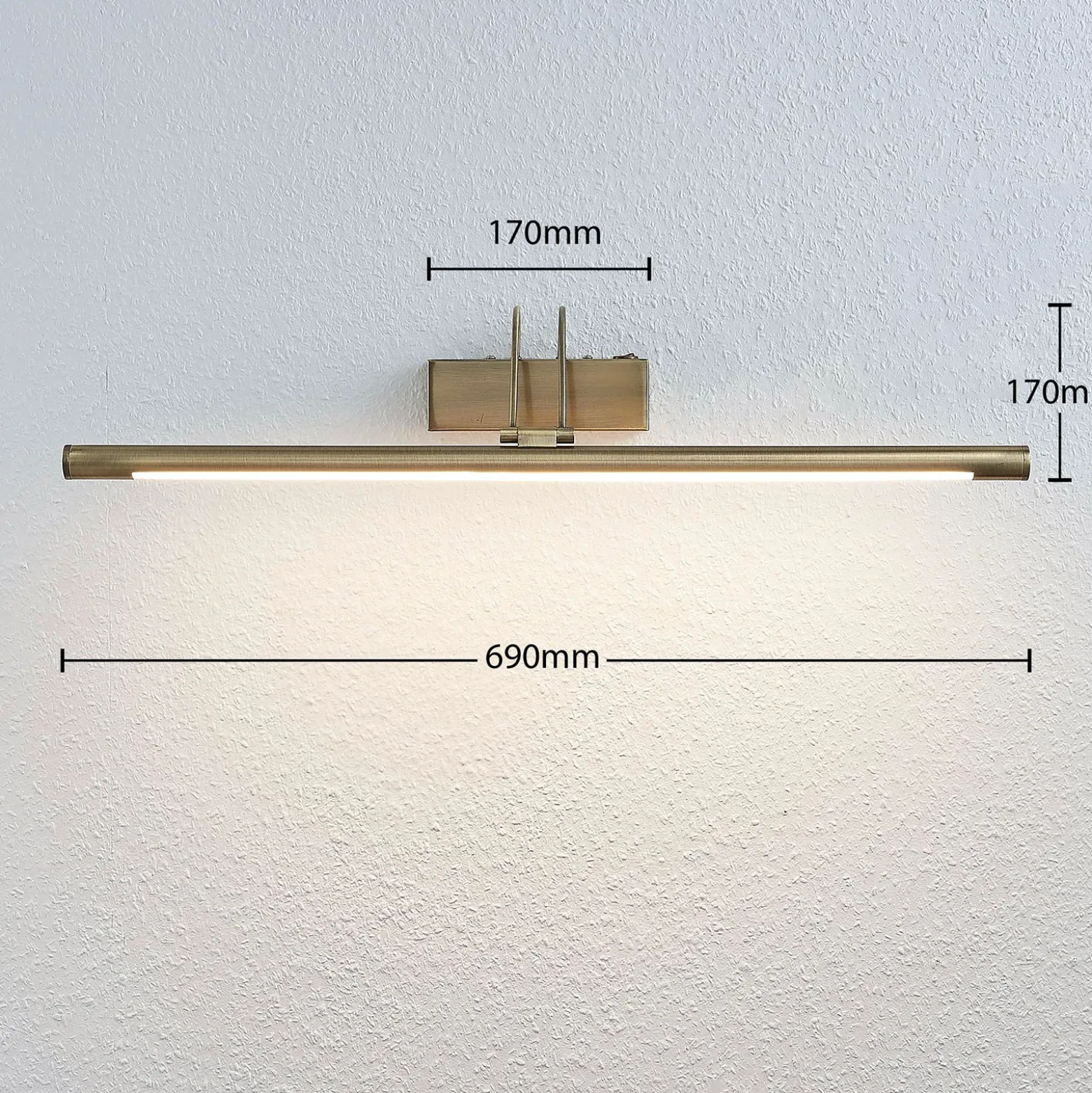 Lámpara LED para cuadros Mailine, latón antiguo