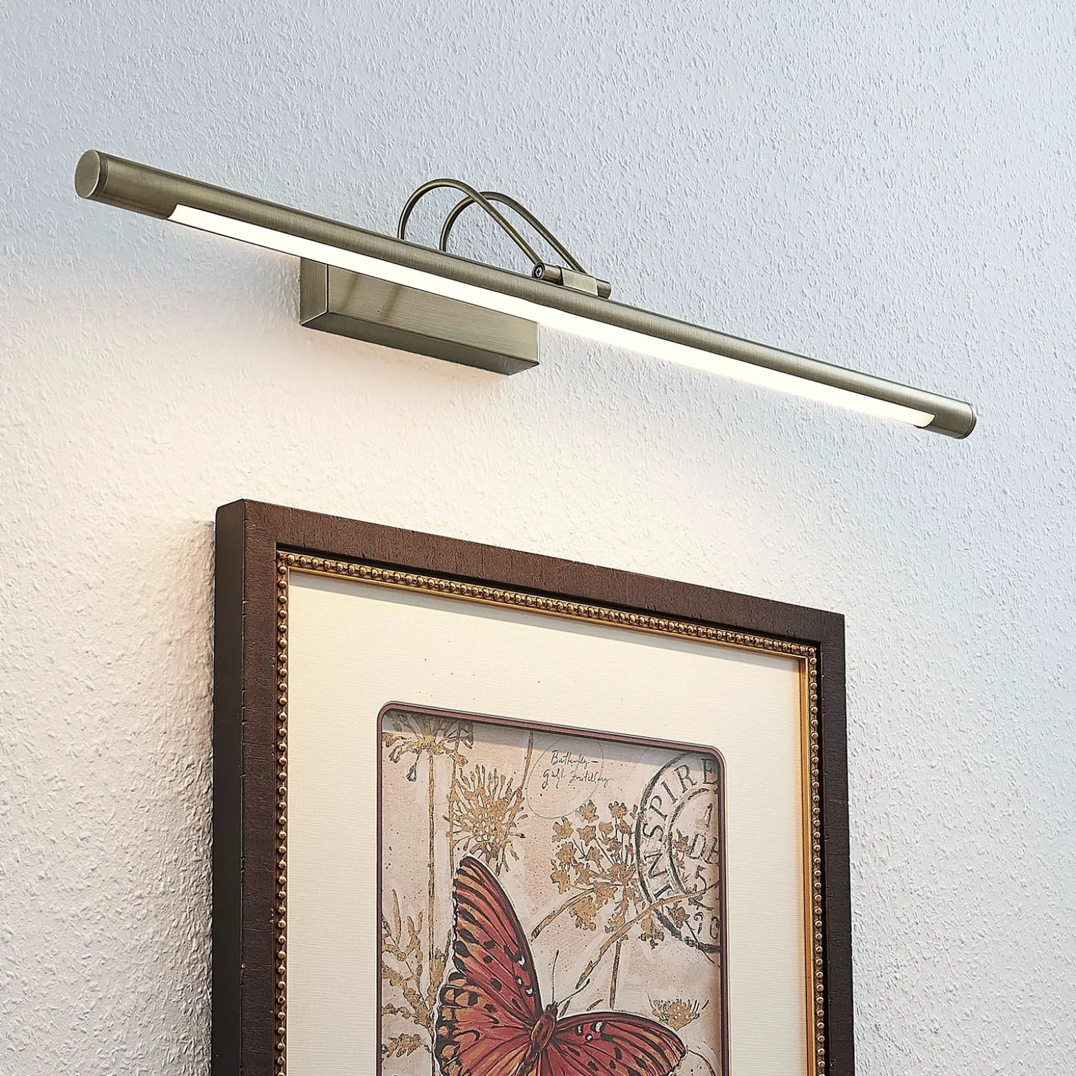 Lámpara LED para cuadros Mailine, latón antiguo