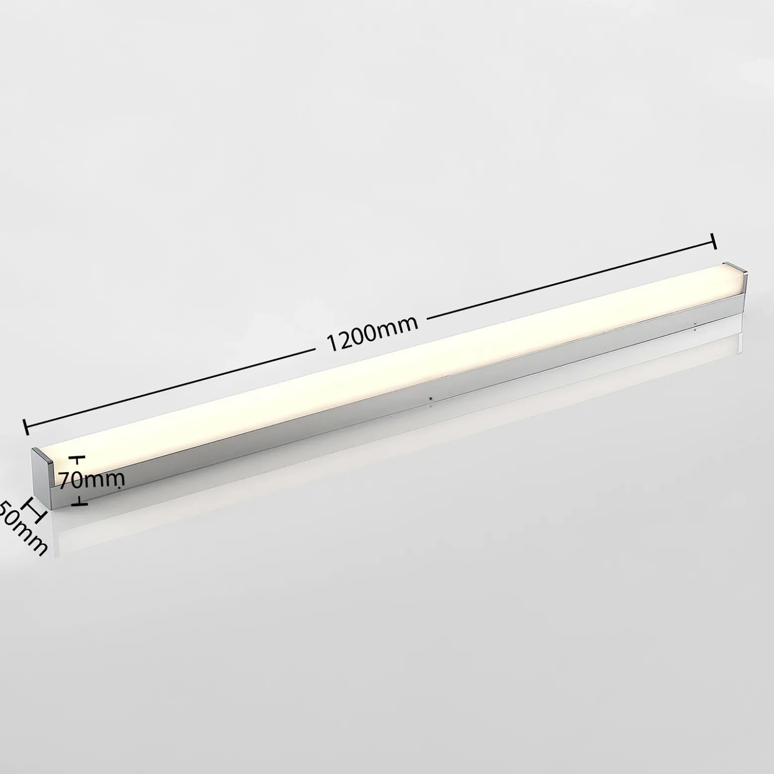 Lámpara LED para cuarto de baño Lindby Klea, 120 cm, cromo, metal, IP44
