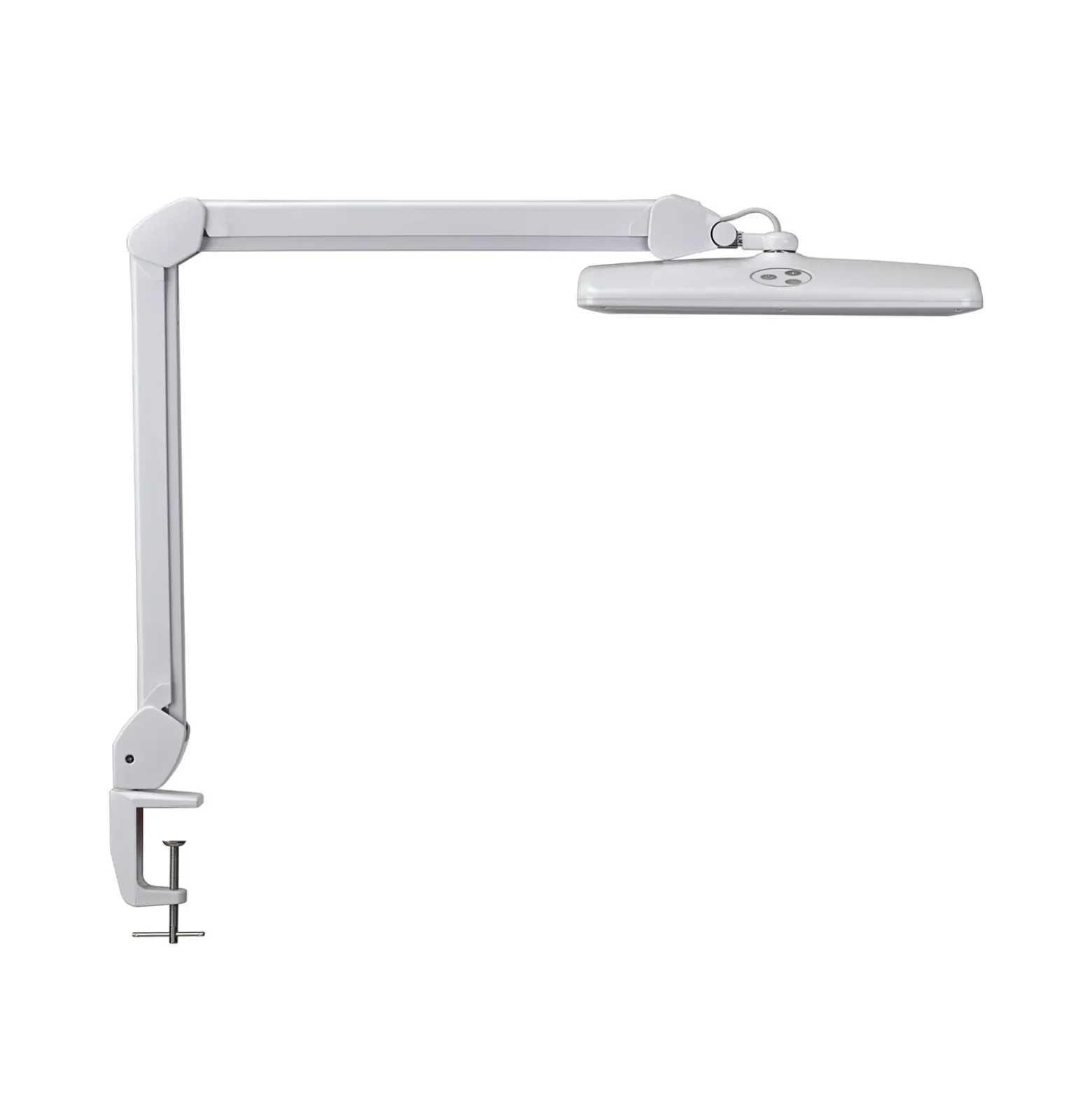Lámpara LED para puesto de trabajo MAULintro, blanca, 52 cm, base con pinza