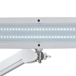 Lámpara LED para puesto de trabajo MAULintro, blanca, 52 cm, base con pinza