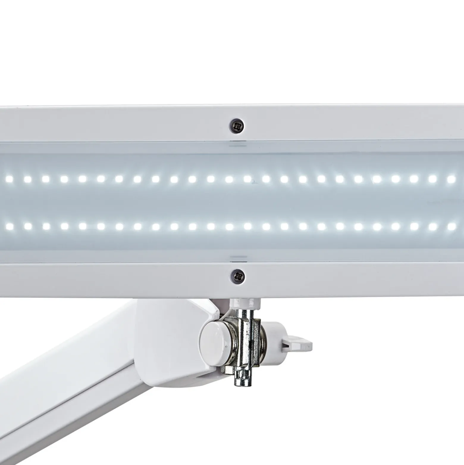 Lámpara LED para puesto de trabajo MAULintro, blanca, 52 cm, base con pinza