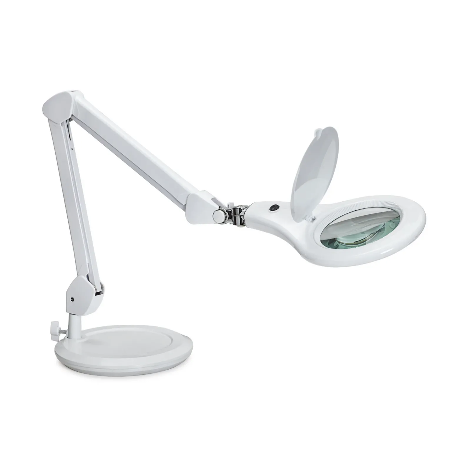 Lámpara LED para puesto de trabajo MAULmakro, blanca, 46 cm, con pie