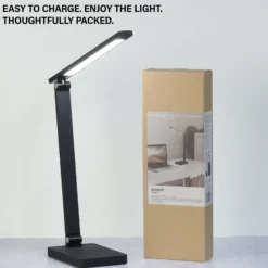 Lámpara LED recargable de sobremesa Ole, negra, con sensor, atenuable, CCT