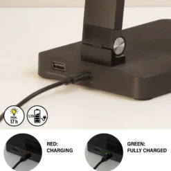 Lámpara LED recargable de sobremesa Ole, negra, con sensor, atenuable, CCT