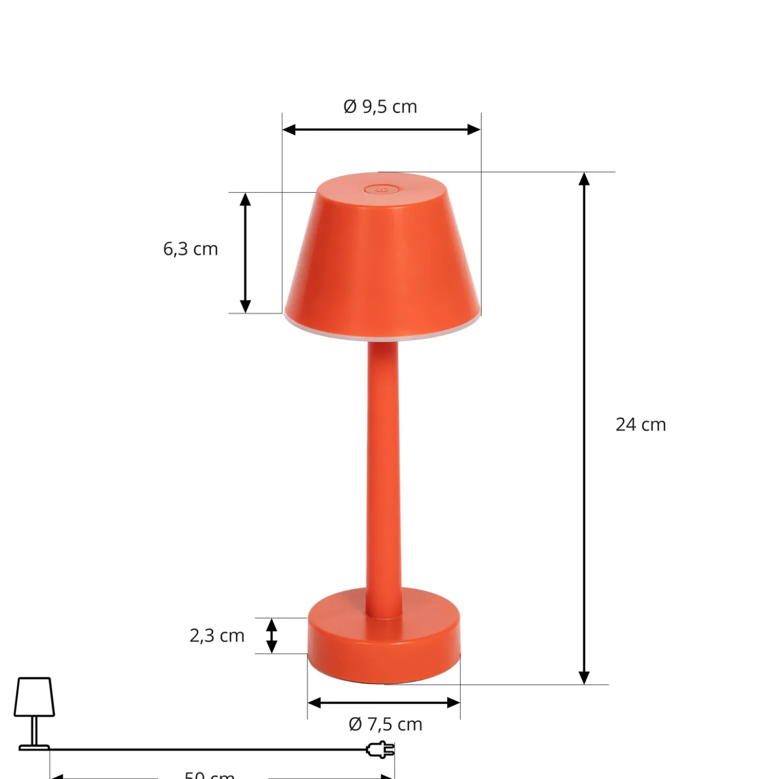 Lámpara LED recargable Lindby Gaja, roja, USB, IP44, RGBW, atenuable