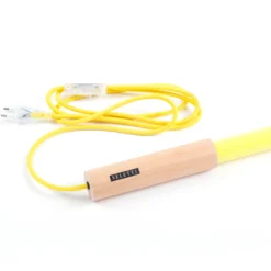 Lámpara LED SELETTI Linea, amarilla, detalles de madera, universal
