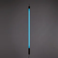 Lámpara LED SELETTI Linea, azul, detalles de madera, universal