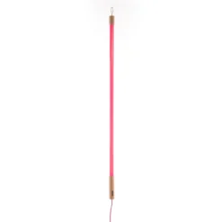 Lámpara LED SELETTI Linea, fucsia, detalles de madera, universal