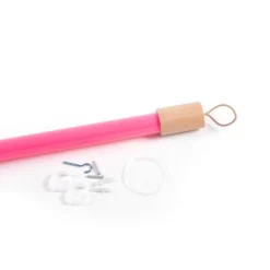 Lámpara LED SELETTI Linea, fucsia, detalles de madera, universal