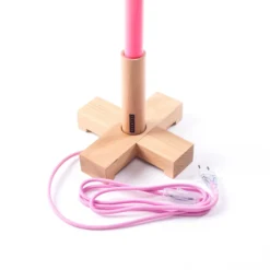 Lámpara LED SELETTI Linea, fucsia, detalles de madera, universal
