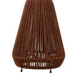 Lámpara LED solar Lindby Amaria, ratán, oscura, Ø 27 cm