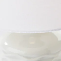 Lámpara mesa Ilysa blanca pie cerámica gris