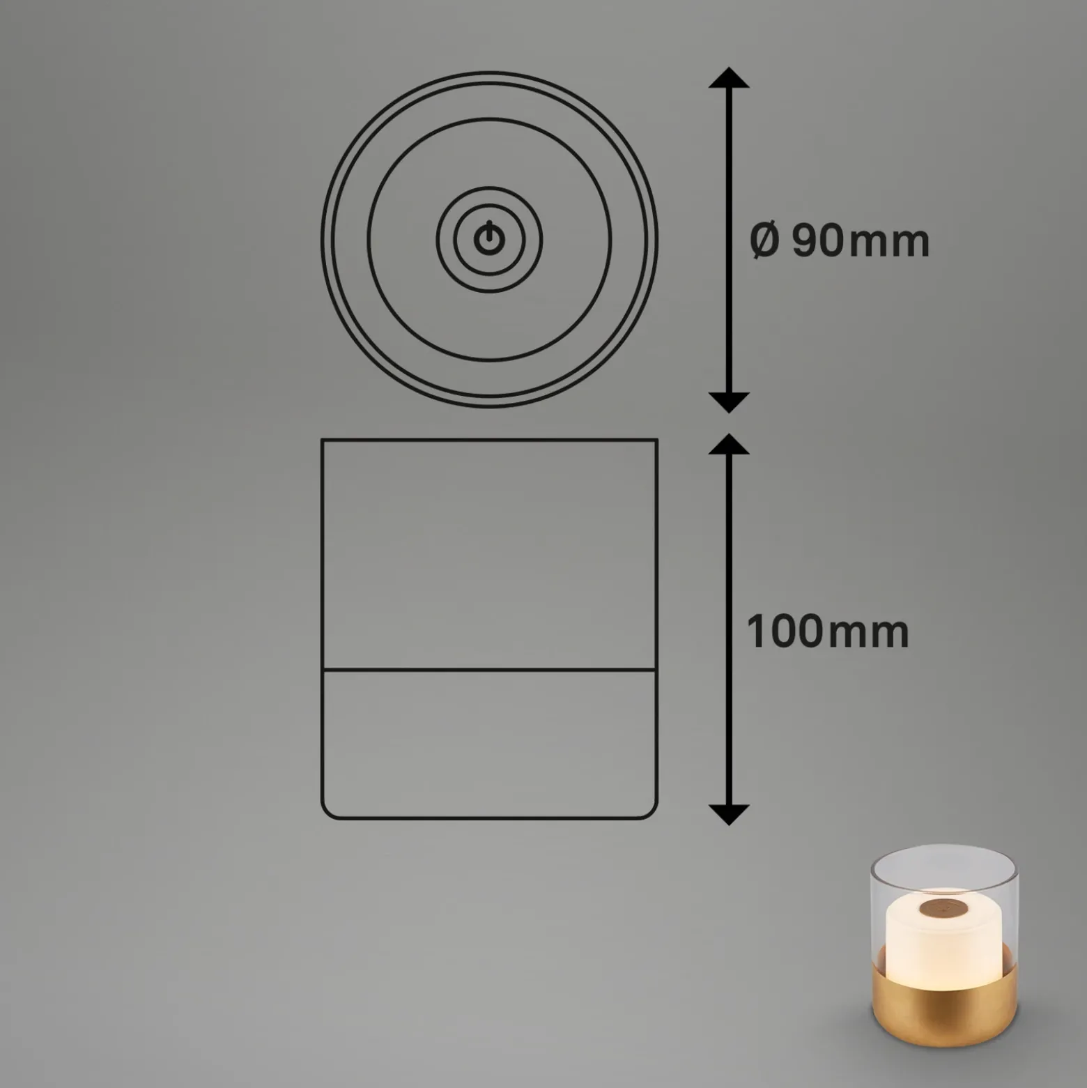 Lámpara mesa LED batería 7483 IP44 atenuador, oro