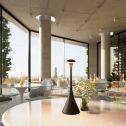 Lámpara mesa LED batería Nudrop, IP54, negro noche