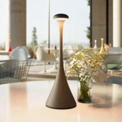 Lámpara mesa LED batería Nudrop IP54, gris grafito