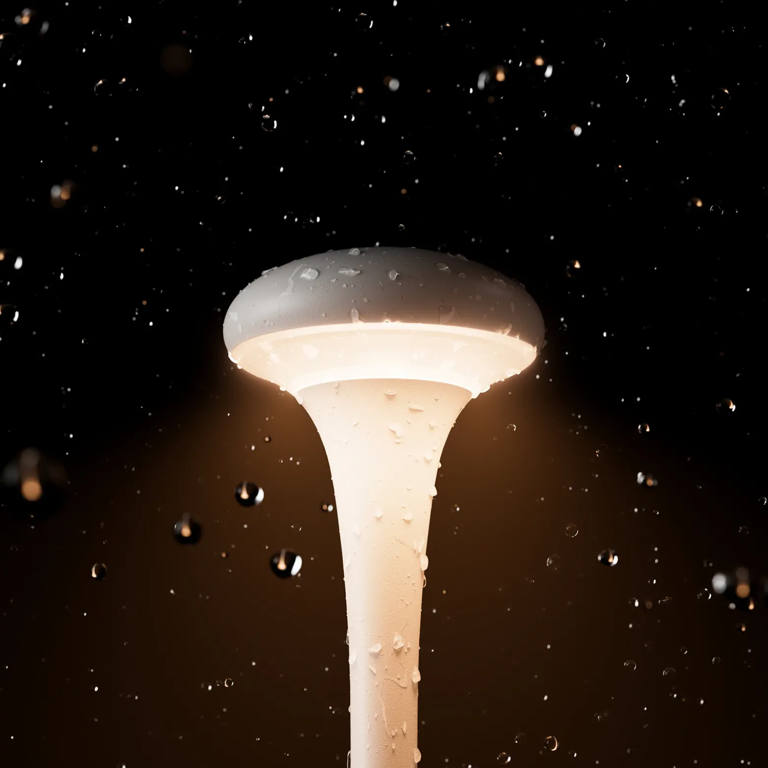 Lámpara mesa LED batería Nudrop IP54, blanco nieve