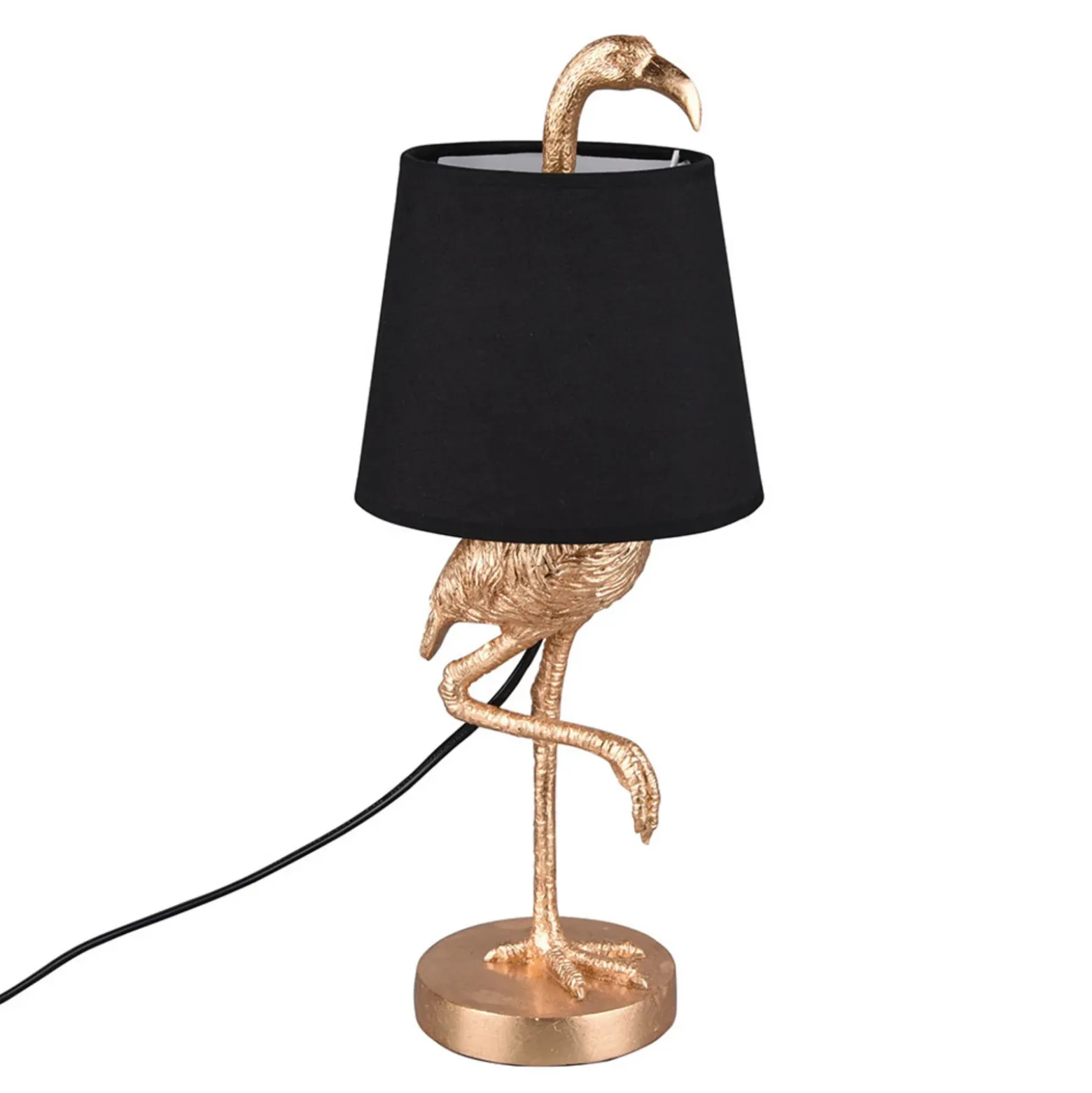 Lámpara mesa Lola con figura flamenco, negro/oro