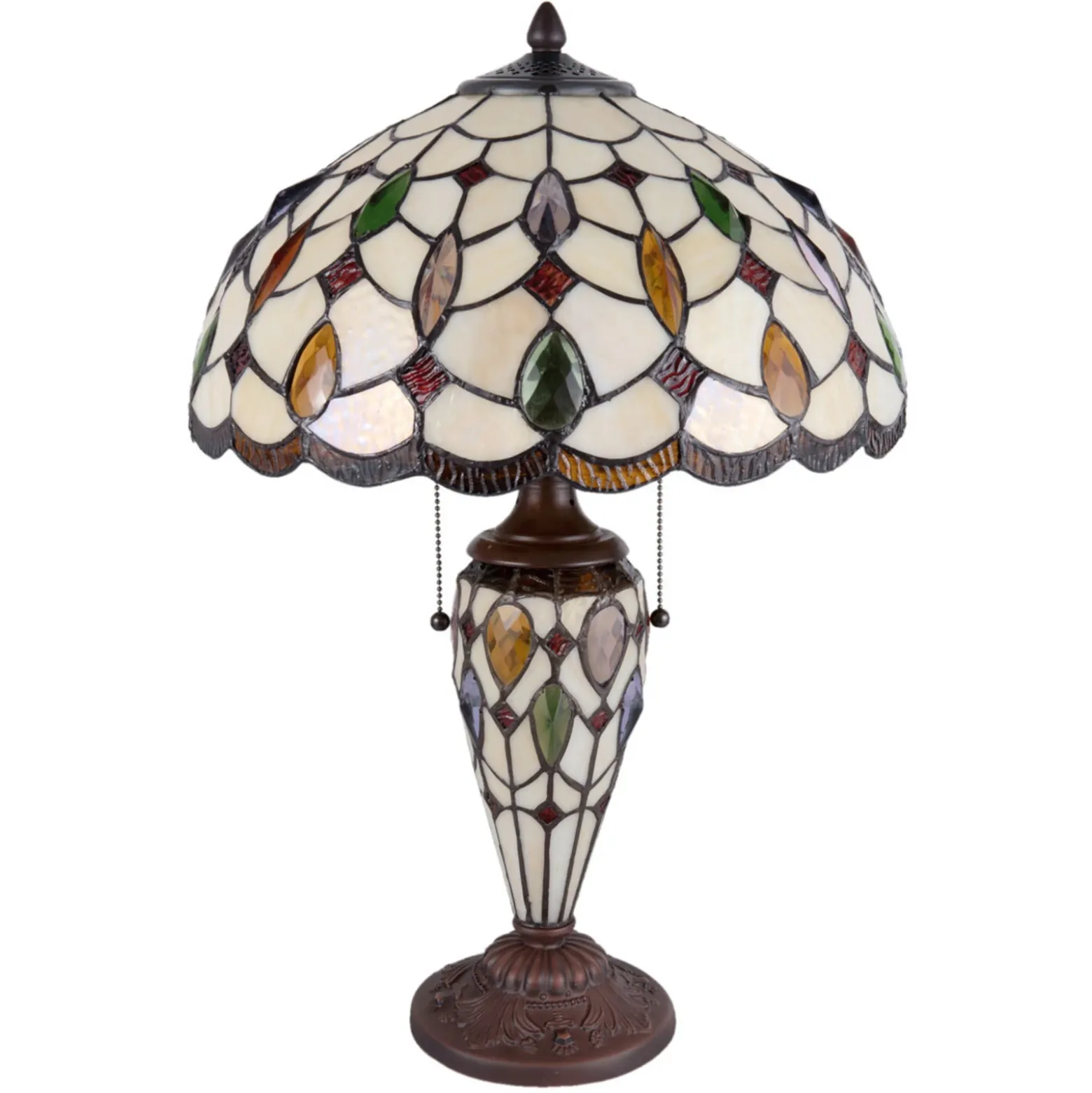 Lámpara mesa 5182 pantalla vidrio colores Tiffany