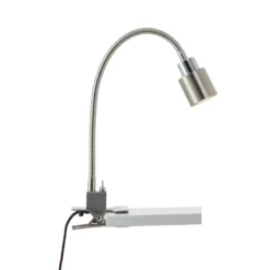 Lámpara mesa pinza Andres cuello flexible níquel