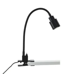 Lámpara mesa pinza Andres cuello flexible, negro