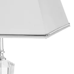 Lámpara mesa Veronique, pie estrecho, blanco/cromo