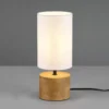 Lámpara mesa Woody madera/tejido, cilindro, blanco