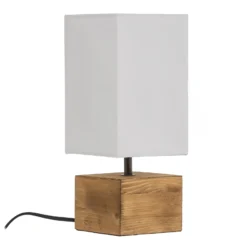 Lámpara mesa Woody, pie de madera, 12 cm x 12 cm