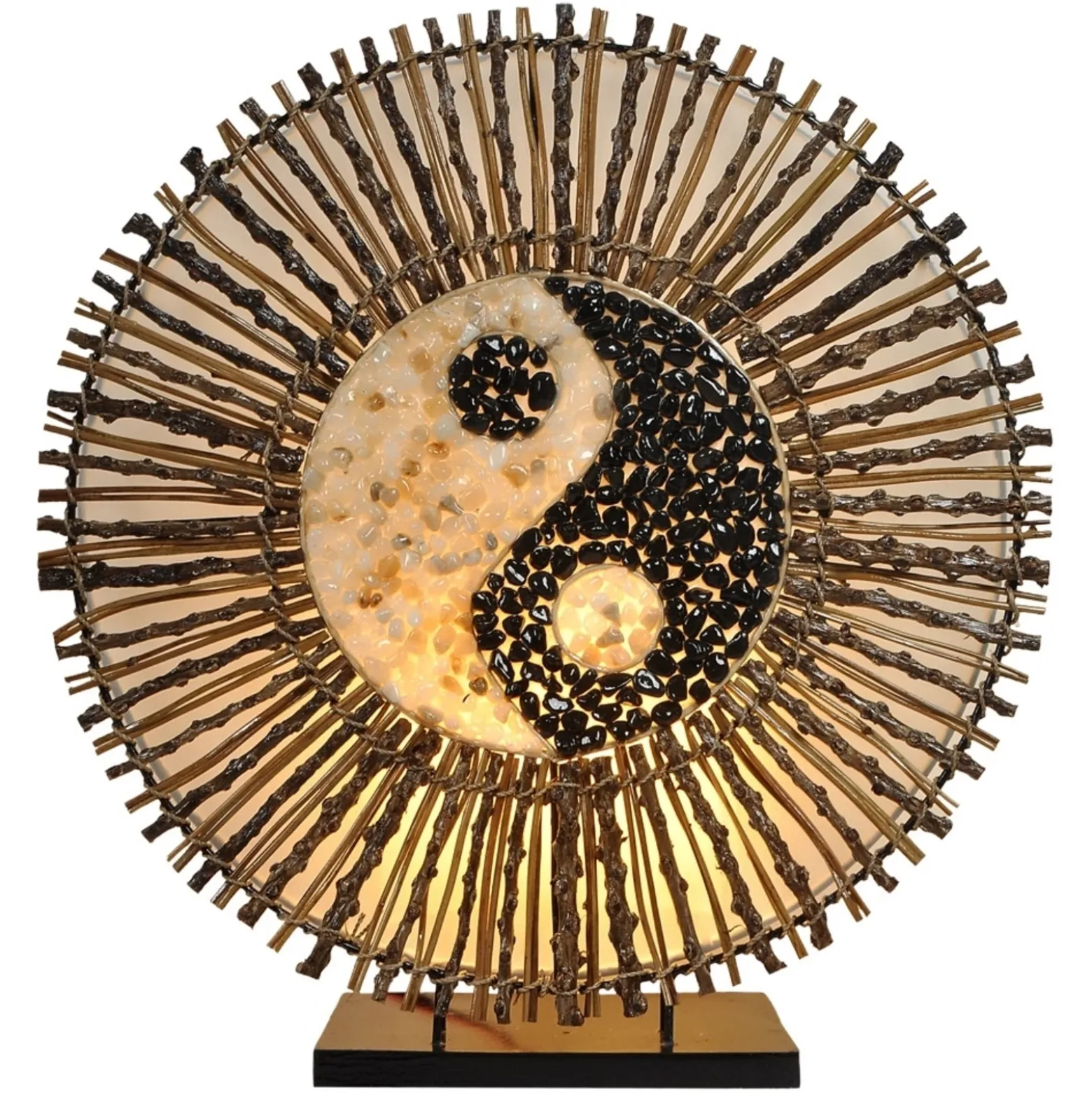 Lámpara mesa Ying Yang Batur redonda 40 cm marrón