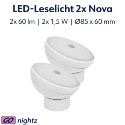 Lámpara nocturna LED Nova, sensor, blanco, plástico, paquete de 2