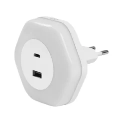 Lámpara nocturna LED para enchufe LUNETTA HEXAGON de OSRAM, sensor, USB