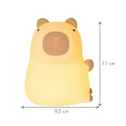 Lámpara nocturna LED recargable «Capibara», blanca/marrón, 11 cm, RGB, táctil