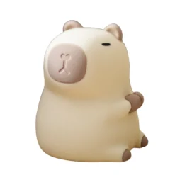 Lámpara nocturna LED recargable «Capibara», blanca/marrón, 11 cm, RGB, táctil