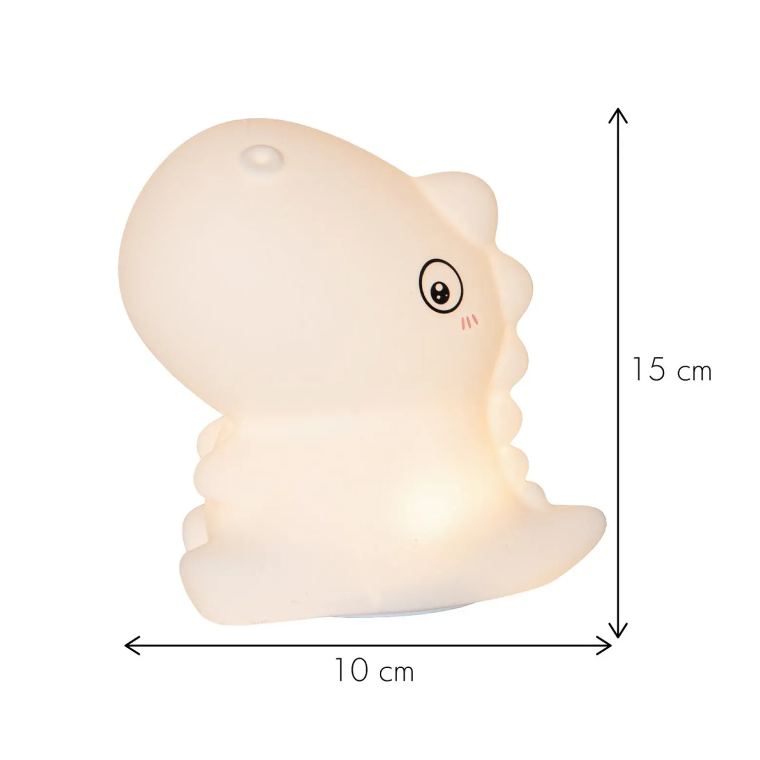 Lámpara nocturna LED recargable «Dino», blanca, altura 15 cm, RGB, táctil