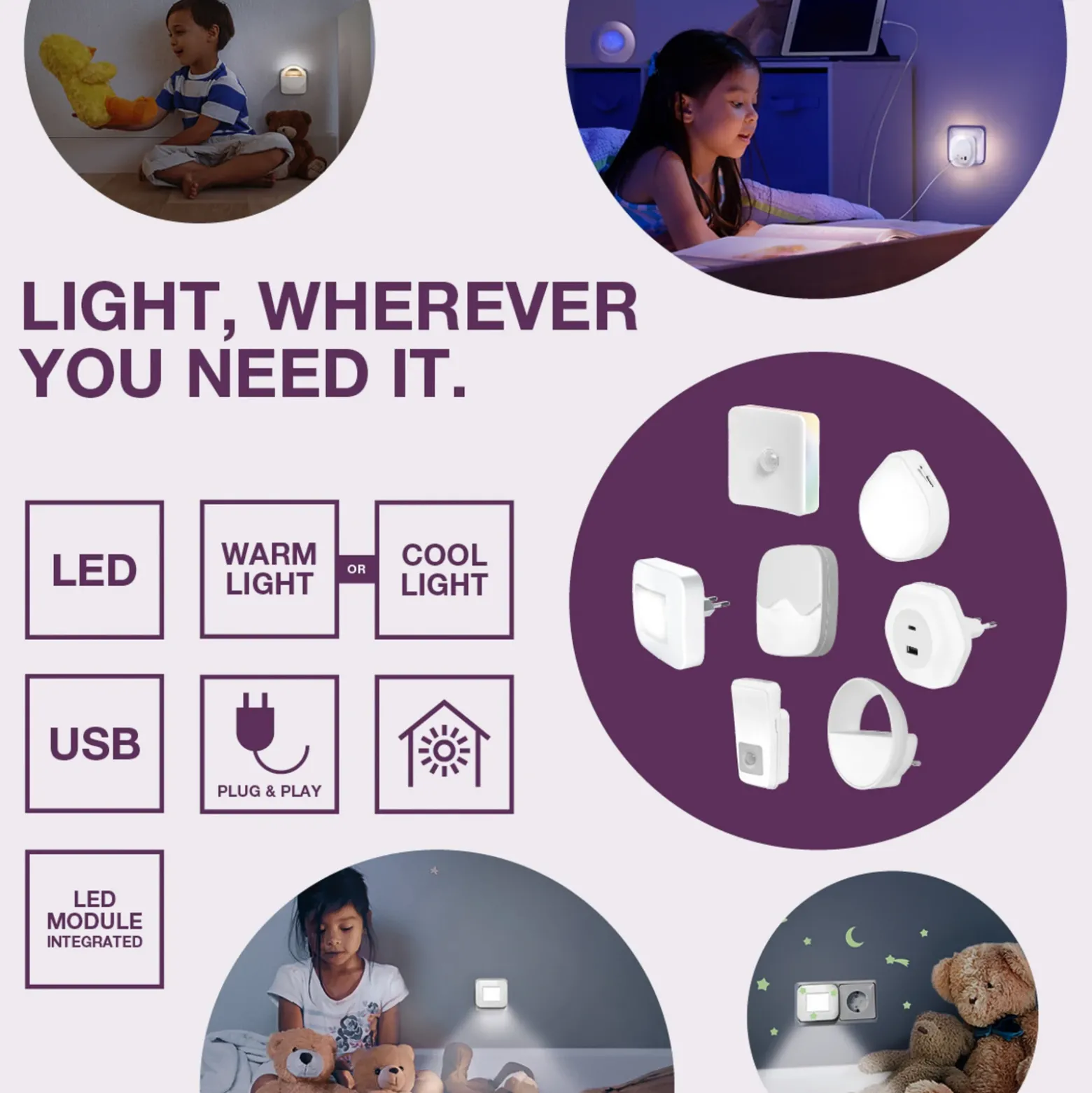 Lámpara nocturna LED recargable NIGHTLUX CLOCK de OSRAM, blanca, reloj, CCT