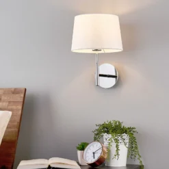 Lámpara pared Dorothea pantalla tela blanca