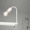 Lámpara pinza Krampo Retro, brazo flexible, blanco
