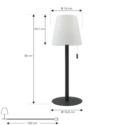 Lámpara recargable Lindby LED Azalea negro aluminio CCT regulable en altura