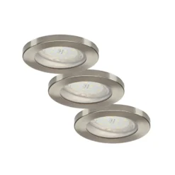Lámparas empotrables LED para baño ELC Delfan, 3 unidades, plateadas