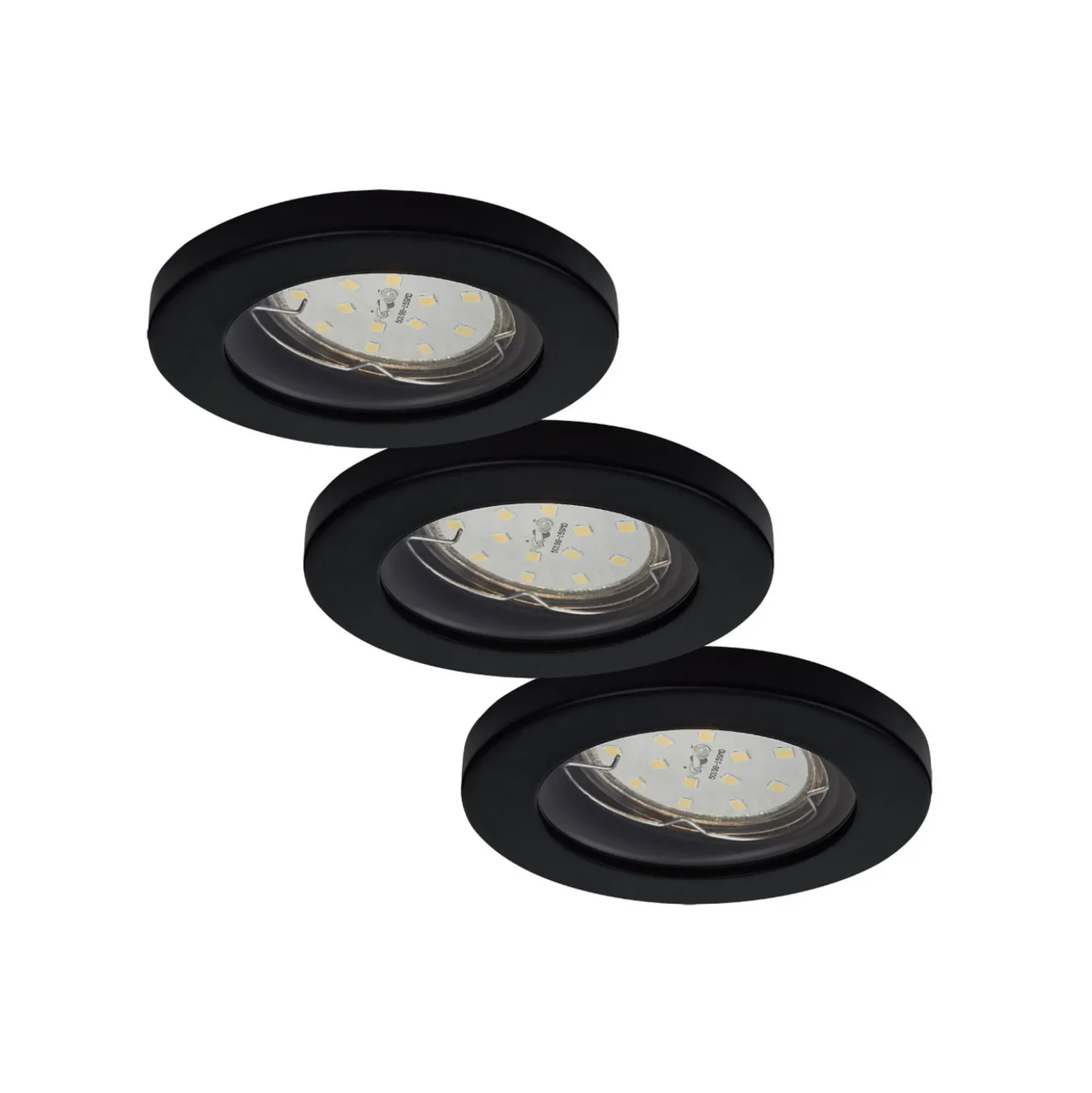 Lámparas empotrables LED para baño ELC Delfan, 3 unidades, negro